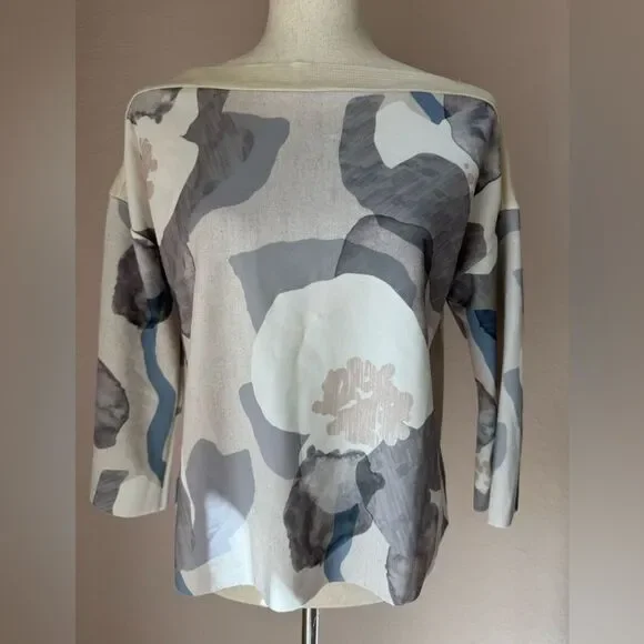 NWT Zara pull on knit light sweater, geometric details, viscose wide sleeves M - Picture 1 of 14